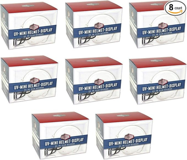 Case of 8 UV Protected Ball Qube mini Helmet Display Cubes 7"x 5"x 5"